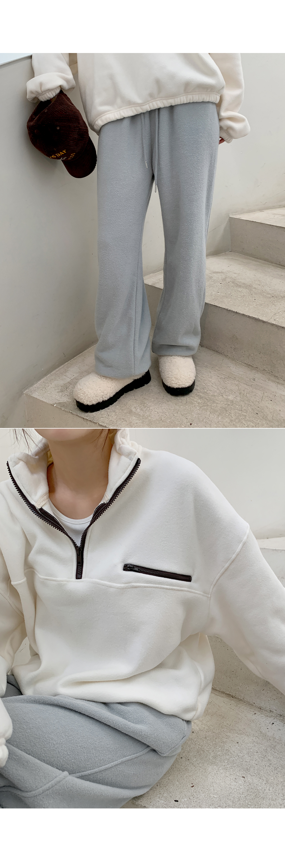 Color Block Quarter Zip Fleece Loose Fit Sweatshirt | Most LOVED